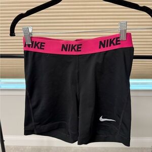 Nike Women's Athletic Shorts Black with Pink Waistband